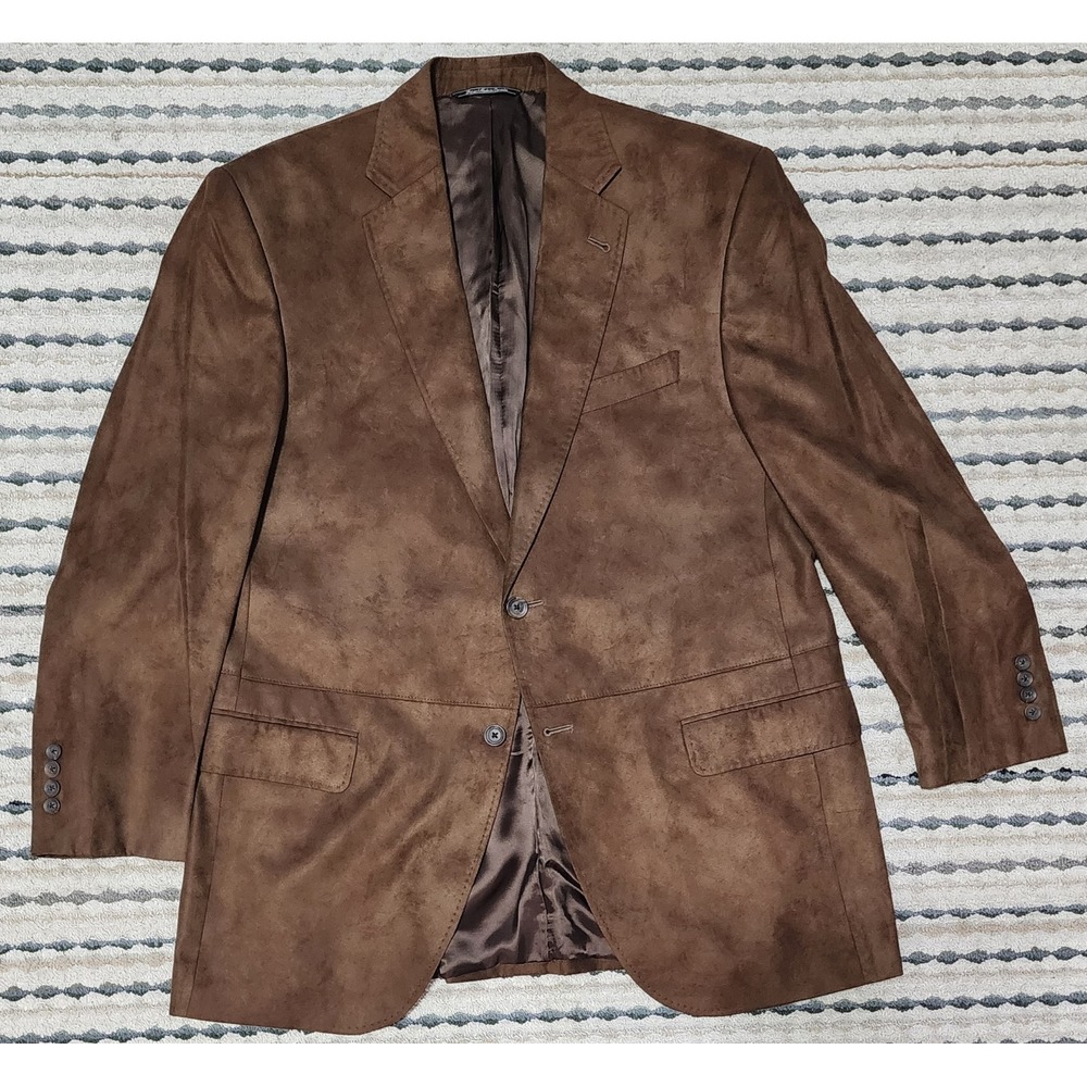 Jack Victor Men's Prossimo Brown Faux Suede Touch 2 Button Sports Coat Size 42 R